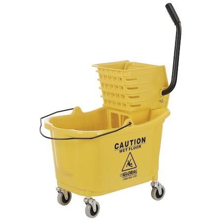Global Industrial Mop Bucket and Wringer Combination, Yellow, Plastic 260594